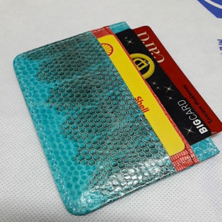 card holder light sky blue ช่องใส่การ์ดหนังงูเห่าแท้