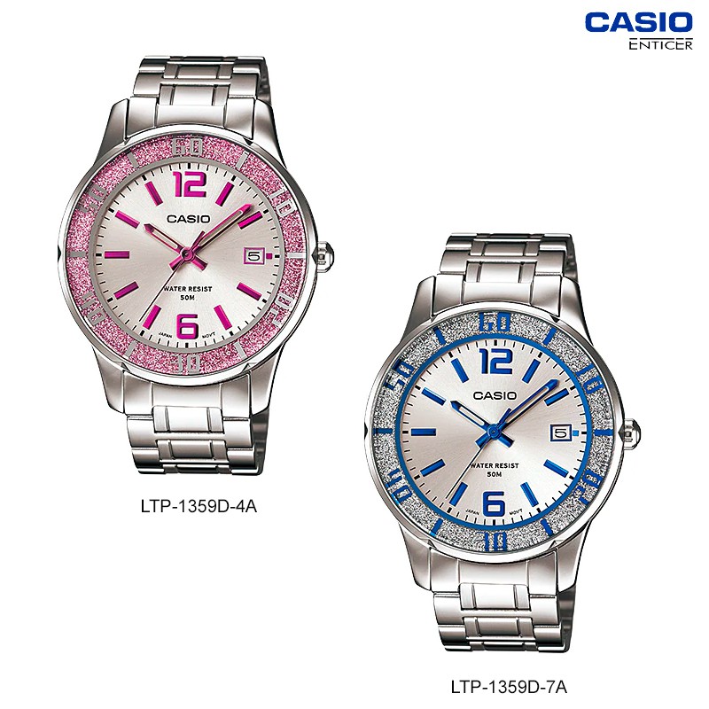Casio Standard Enticer นาฬิกาข้อมือผู้หญิง สายสแตนเลส รุ่น LTP-1359D LTP-1359D-4 LTP-1359D-7