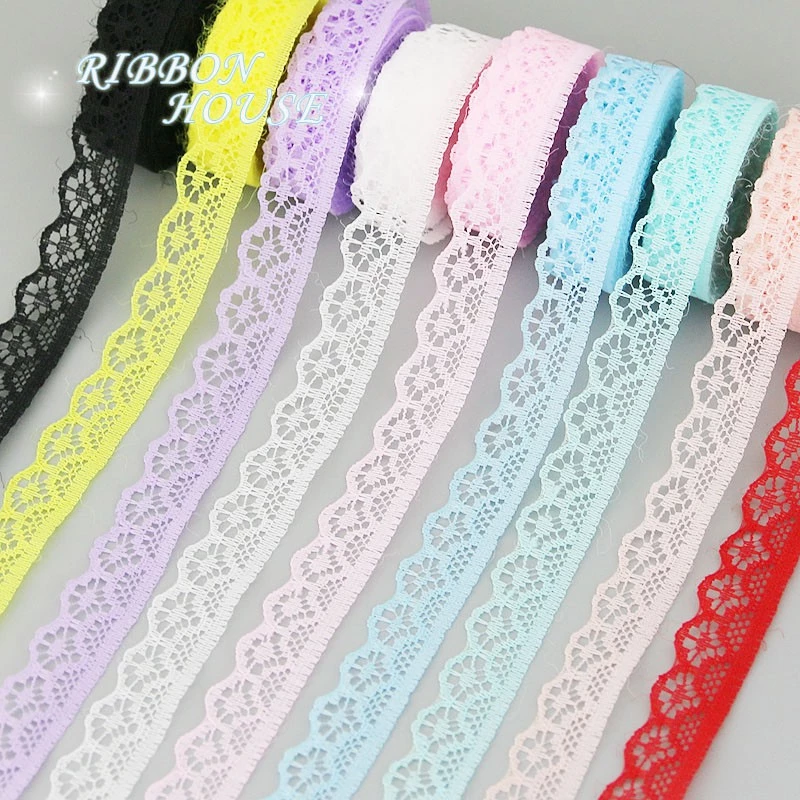 ริบบิ้นผ้าลูกไม้สีขาว ชมพู แดง น้ําเงิน สําหรับตกแต่งงานฝีมือ ขนาด 15 มม.