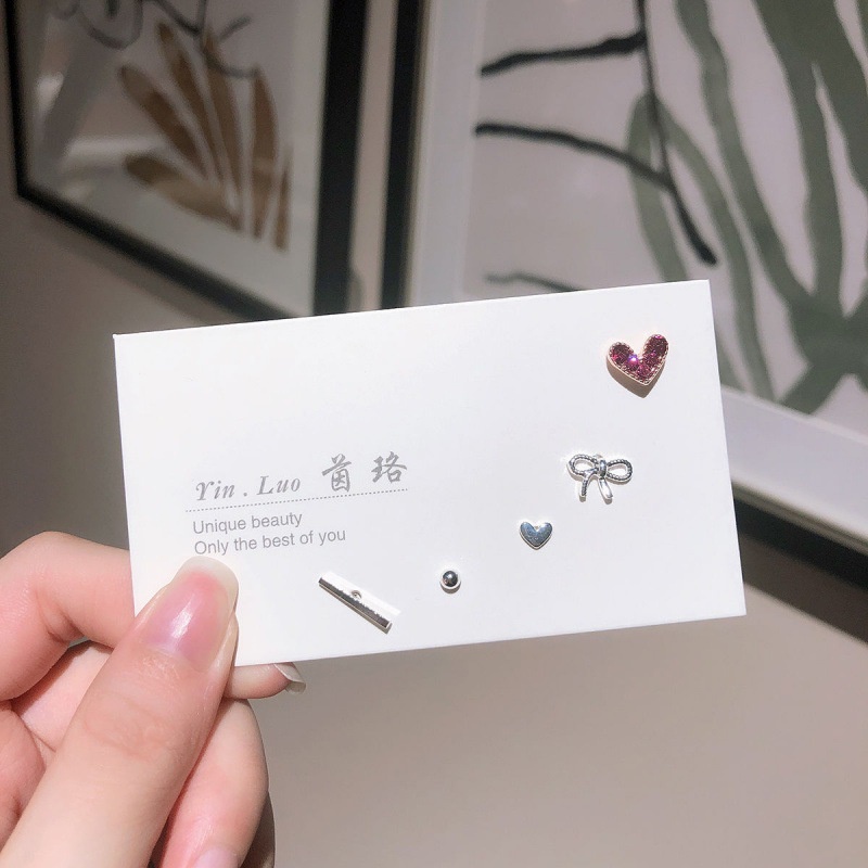 Roselife S925 ต่างหูคริสตัลขนาดเล็กสําหรับผู้หญิง 5 ชิ้น - รูปที่ 4