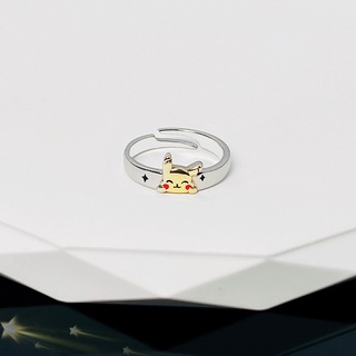 New Pocket Monster Pikachu Ring Female Ins Tide Super Fairy Japanese Net Red Light Luxury Pixie Open Index Finger Ring