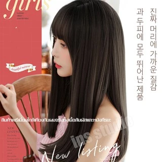 วิกผมยาวมีหน้าม้า วิกผมผู้หญิง วิกผมแฟชั่น เครื่องประดับผม Hairpiece ยืดผม วิกผมยาวผู้หญิง Wig