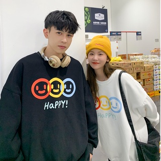 2021 New Autumn Korean Letter Print Round Neck Sweater Loose Thin Long-Sleeved Casual Student Long-Sleeved Couple Sweater เสอื้ ไหมพรม