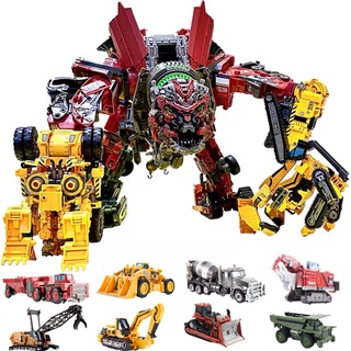 Aoyi Cool 8 IN 1 หุ่นยนต์ฟิกเกอร์ Devastator Transformation Toy Boy Anime Hook Action Figures Robot Car Engineering Vehicle Model Kids