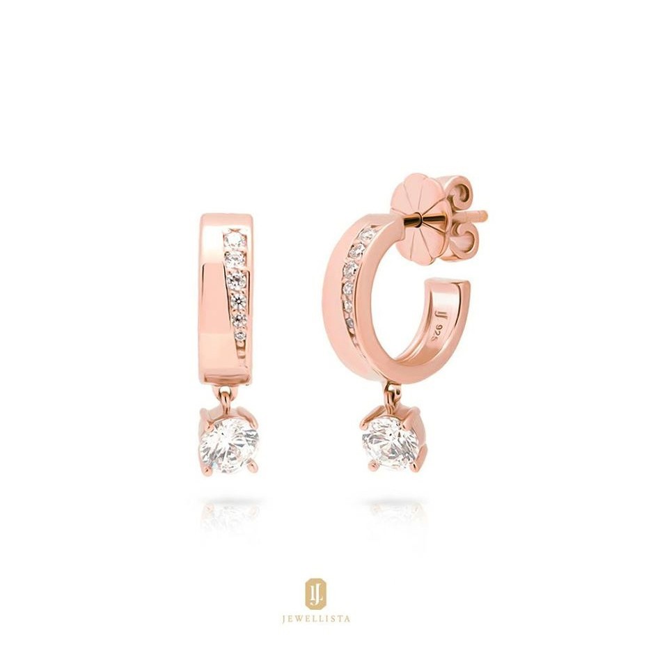 Jewellista ต่างหูกึ่ง Hoop กึ่ง Stud Rennie เงินแท้ 925 ประดับพลอย CZ