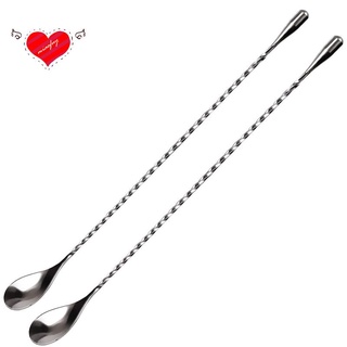 Mixing Spoon Stainless Steel Set of 2 Professional Cocktail Bar Tool (12 Inches) Japanese Style Teardrop End Design