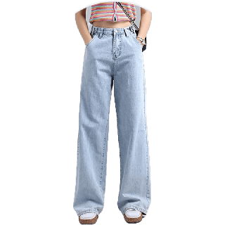 Johnny Jeans (S-3XL) กางเกงยีนส์ขากระบอกใหญ่เก็บทรงสวย อำพรางสะโพกและต้นขา