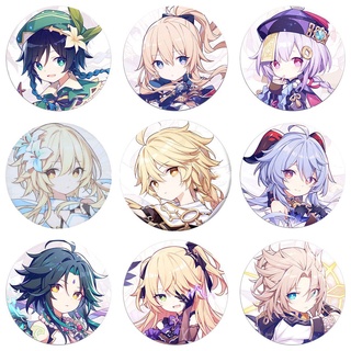 Game Genshin Impact Brooch Figure Metal Badge Cosplay Accessories Zhong Li Keqing Venti Xiao Prop