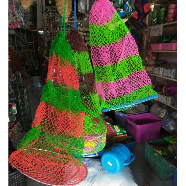 ถุงใส่ปลาแบบสี มีลวดใส่ก้นตาข่าย