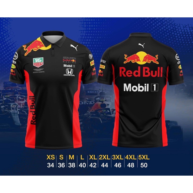 เสื้อพิมพ์ลาย คอปก F1 Redbull เสื้อกีฬาพิมพ์ลาย เสื้อคอปก