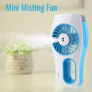 พัดลมไอเย็นพกพาMini Misting Fan Builtin U2 เติมน้ำ พัดลมหมอกไอน้ำ มีแบตเตอรี่ในตัวชาร์จไฟได้ Cooling Mist Humidifier