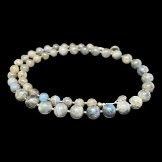 (ใส่โค้ดINCSM4Fเพิ่ม 20) สร้อยคอ หินลาบราโดไรท์ เม็ดทรงกลม Labradorite Round Beads Necklace Handmade Gemstone Jewelry