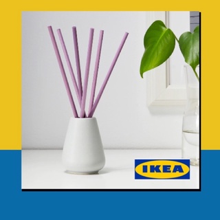 IKEA 💯 NJUTNING นยูทนิง ชุดขวดและก้านไม้หอม6ชิ้น, กลิ่น Lavender bliss/ม่วงไลแลค