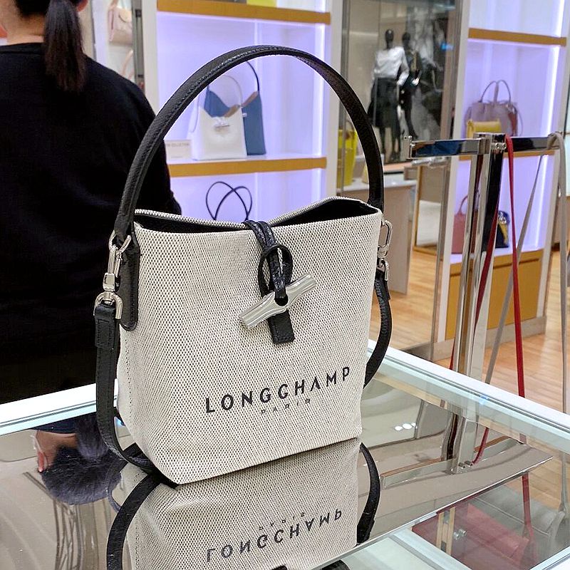 กระเป๋า Longchamp แท้ กระเป๋าทรงถัง ผ้าใบ กระเป๋าถือ Handbag Shoulder Bag  Crossbody Bags - Tsls_Iti0Q - Thaipick