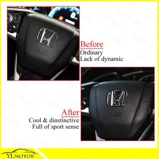 สติกเกอร์คาร์บอนไฟเบอร์ รูปโลโก้ สําหรับติดตกแต่งพวงมาลัยรถยนต์ Honda City Civic HR-V Jazz Dashboard Cover Sticker