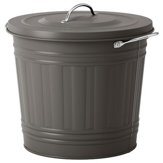 Bin with lid ถังขยะสีดำ Waste bin ถังขยะ KNODD คนอดด์ ถังขยะมีฝาปิด 16 ลิตร