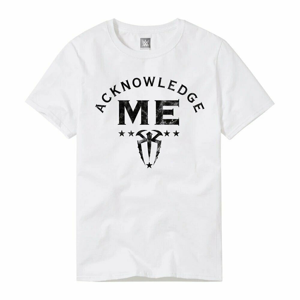 Wwe Roman Reigns "Acknowledge Me" White T-Shirt *Neu* Shirt