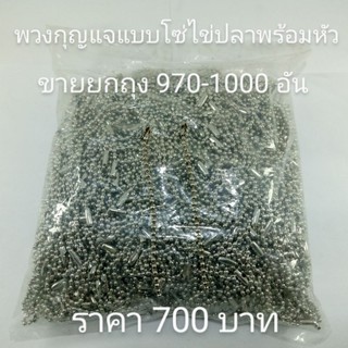 ขายถูกพวงกุญแจแบบโซ่ไข่ปลาพร้อมหัว 970-1000 อันสีนิเกิ้ล