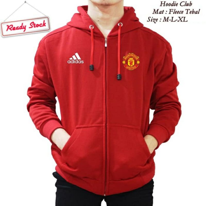 เสื้อแจ็คเก็ตซิป Man United-เสื้อแจ็คเก็ตมีฮู้ดฟุตบอลล่าสุด-เสื้อแจ็คเก็ตฟุตบอล Distro