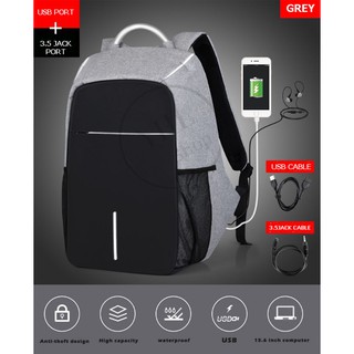 YHL รุ่น SK07 Anti Thief Backpack กระเป๋ากันขโมย เป้สะพายหลัง กระเป๋าเป้ กระเป๋าสะพายไหล่ พร้อมพอร์ตเสียบหูฟัง+USB Port