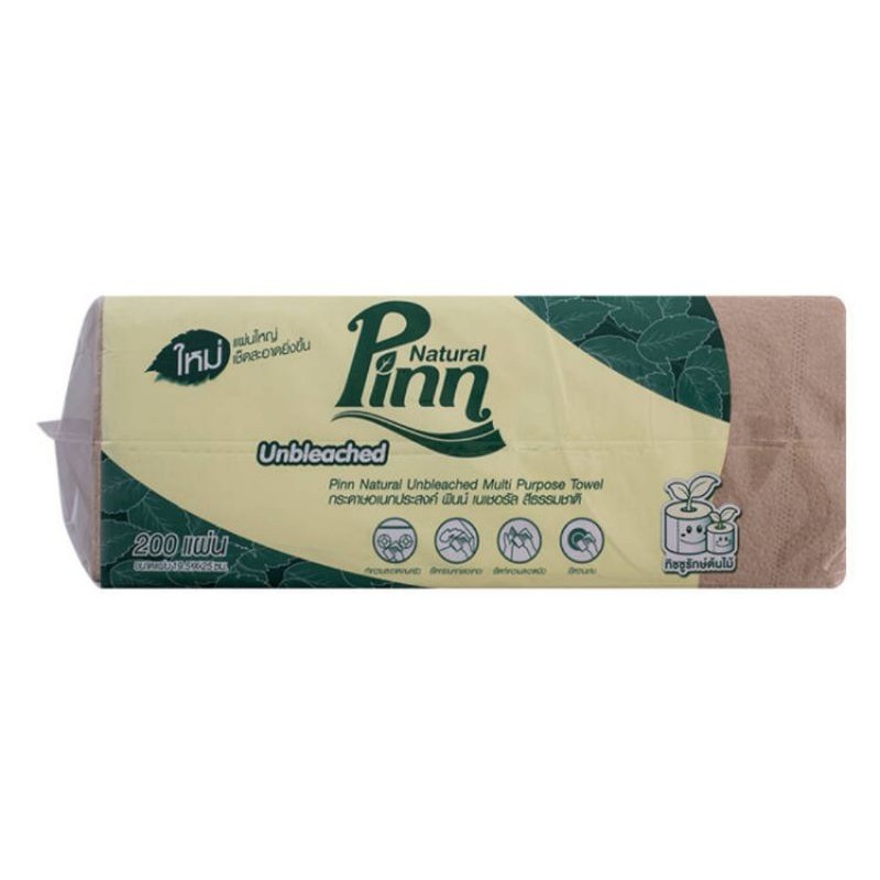 ยกลัง​ Pinn Natural พินน์ เนเชอรัล กระดาษอเนกประสงค์ บรรจุ 200แผ่น/ห่อ แพ็คละ4ห่อ จำนวน​6 แพ็ค​กระดาษชำระ Tissue