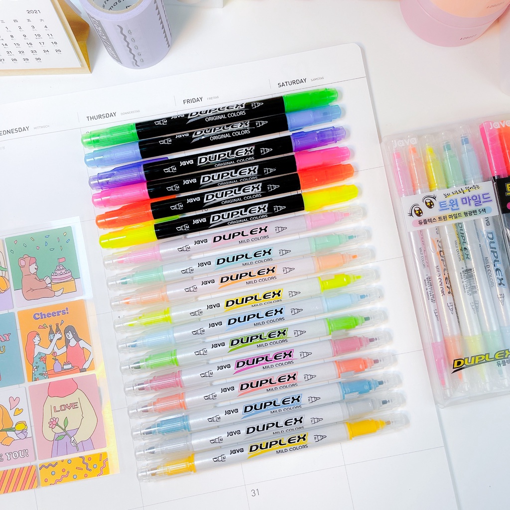 ๋Javapen ปากกาเน้นข้อความ รุ่น Duplex Pastel แบบ 2 หัว ราคา ถูกที่สุด ดีลบีเคเค