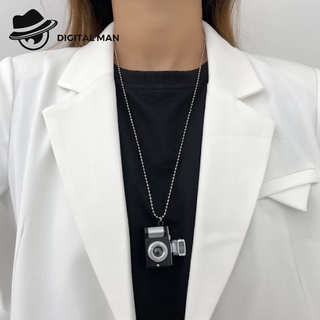 สร้อยคอโซ่โลหะ สร้อยคอ จี้รูปกล้อง ขนาดเล็ก มีไฟ LED  สไตล์ฮิปฮอป สําหรับผู้ชายผู้หญิง สร้อยคอแฟชั่น #Digital Man