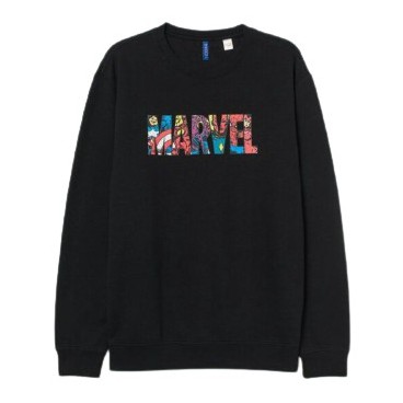 Original Marvel H*M Black Premium Crewneck สําหรับผู้ชายและผู้หญิง