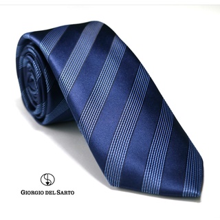 Giorgio Del Sarto Necktie Navy Blue with Blue Stripe Fabric Texture เนคไทสีน้ำเงินลายพื้นมีเท็กเจอร์