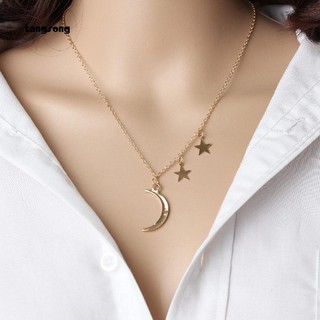 Tang_Fashion Unique Moon Star Pendant Necklace Women Jewelry Party Charm Gift