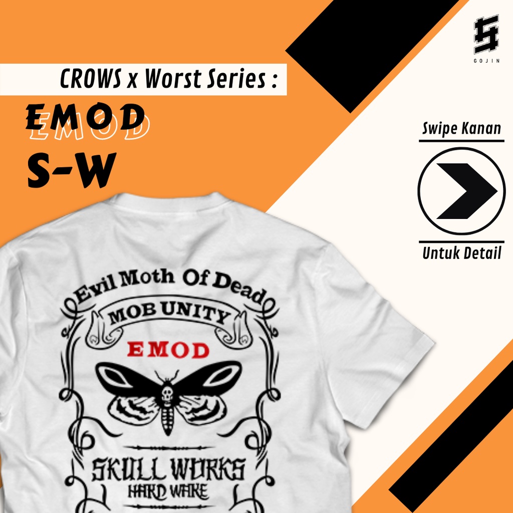 เสื้อยืด Crows X Worst EMOD Evil Moth Of Dead - Cotton Combed 24s