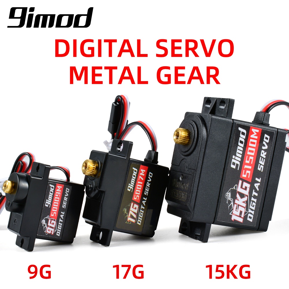 9imod Servo เซอร์โวดิจิตอลมอเตอร์ความเร็วสูงพวงมาลัย Servo 9g 17g 15kg เกียร์โลหะ Servo สําหรับ 1:10