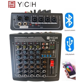 YCH มิกเซอร์4ch 4 ช่อง USB เครื่องผสมแบบพกพาบลูทูธสตูดิโอสดคอนโซลมิกซ์เสียงYCH LC  456 สีดำ