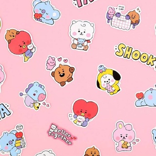 สติกเกอร์ PVC ลาย KPOP BTS BT21 กันน้ํา สําหรับติดตกแต่งสเก็ตบอร์ด กีตาร์ แล็ปท็อป กระเป๋าเดินทาง COOKY KOYA MANG RJ SHOOKY TATA