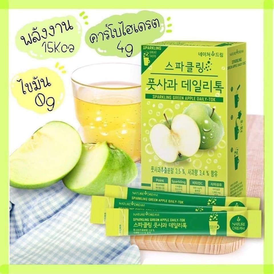 ราคาเท ดีท็อกโซดาชื่อดังจากเกาหลี เด่นเรื่องการย่อย,สลายพุง Nature Dream Sparkling Green Apple Daily Tok Detox  nobox