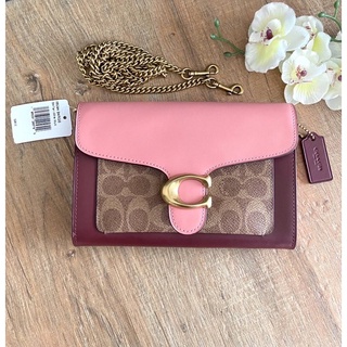 🥰👜New Coach TABBY CHAIN CLUTCH IN COLORBLOCK SIGNATURE CANVAS