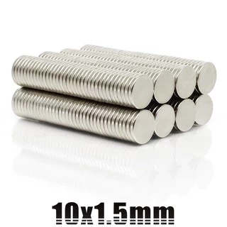 5ชิ้น แม่เหล็กนีโอไดเมียม กลมแบน 10x1.5mm แม่เหล็กแรงสูง 10x1.5มิล Neodymium magnet 10x1.5mm เปราะ แตกหักง่าย 10*1.5มิล