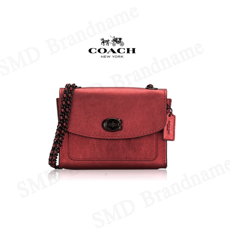 COACH กระเป๋าสะพายข้างคุณผู้หญิง สีแดง รุ่น Parker Metallic Clay size 18 ORIGINAL Code: 79606