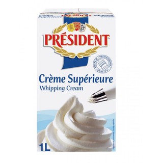 President Whipping Cream UHT 35.1% Fat Size 1 Liter เพรสซิเด้นท์ วิปปิ้งครีมยูเอชที ชนิดไขมัน 35.1% ขนาด 1ลิตร