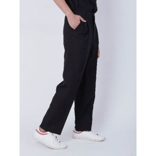 กางเกงสแล็ค มีจีป เอวสูง สีดำ ผ้าวาเลนติโน่ ผ้าหนาเป็นพิเศษ