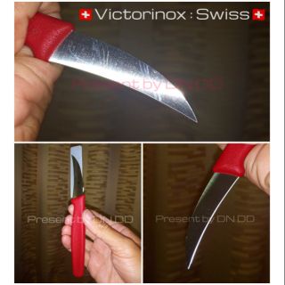 มีดติดตา เสียบยอด สุดคม Victorinox🇨🇭(⭐ใบสแตนเลสแท้)คมVใช้ได้ถนัดทั้งมือซ้าย-มือขวา ลักษณะใบบาง คม สันใบหนา1มิล