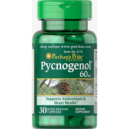 puritan's pride pycnogenol 60mg.30 capsules สารสกัดจากเปลือกสนฝรั่งเศส ช่วยลดกระ,ลดฝ้าช่วยผิวขาวใส