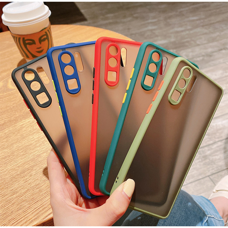 เคสหลังด้านกล้องขอบสี มี5สี รุ่น Huawei P60 Pro P50 P40 P30 P20 Pro Lite Plus Pro+ 5G เคส กันกระแทก