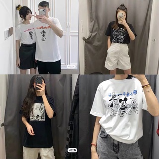 [S-5XL]เสื้อยืดแขนสั้น พิมพ์ลาย Disney Mickey Mouse แฟชั่นฤดูร้อน สําหรับคู่รัก 424598Ut Zheyuyi Hazy