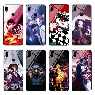 เคสโทรศัพท์มือถือกระจกนิรภัย แบบแข็ง กันกระแทก ลาย Demon Slayer: Kimetsu No Yaiba สําหรับ Samsung Galaxy A10S A20S