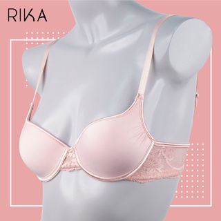 RIKA ยกทรงGV1246 ฟองปั้ม MOLD push up บราดันนม มีโครง  ( คัพ A-C) เต้าผ้าเรียบจีบรูดข้างเต้า แต่งลูกไม้ด้านหลัง