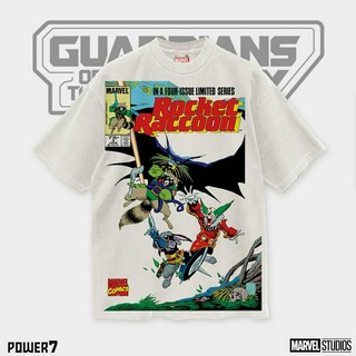 Power 7 Shop เสื้อยืดการ์ตูน มาร์เวล Rocket Raccoon ลิขสิทธ์แท้ MARVEL COMICS  T-SHIRTS (HP-031)