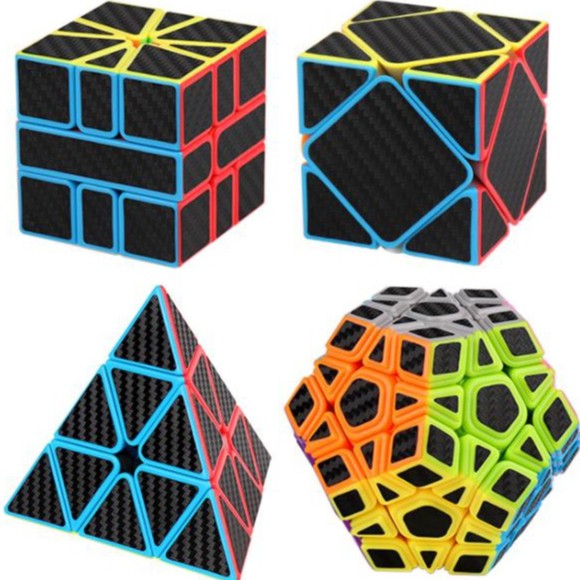[ของแท้] Combo of 4 Triangle Carbon Variant Blocks (Pyx), 12 ด้าน (Megaminx), Skewb, Square - 1 Moyu