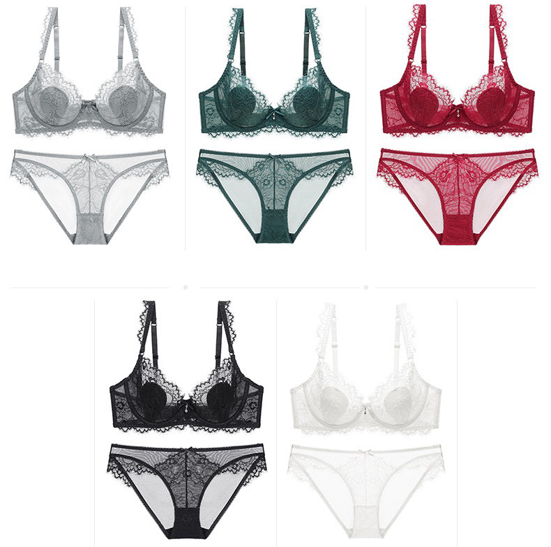 Women's thin cotton lining cup sexy lace bra - รูปที่ 7