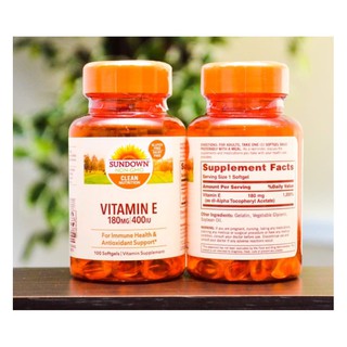 Sundown Naturals Vitamin E วิตามินอี 180 mg 400IU ขนาดบรรจุ 100 softgels (Pre-order 30 วัน)